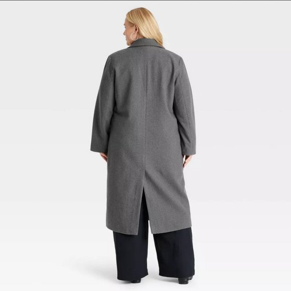 Women's Faux Wool Topcoat - A New Day Gray L - Picture 3 of 4